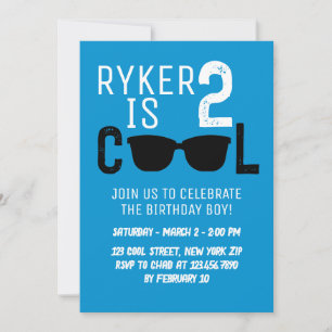 Convites 2 Óculos de Sol Retro Cool Menino 2º Aniversário A