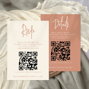 Convites 2 QRs Terracotta Cream Detalhes de Casamento RSVP