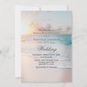 Convites *~* 2 - Sunrise Pastel Beach Sunset Wedset