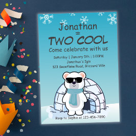 Convites 2nd Birthday Boy Two Cool Polar Bear Iglo  
