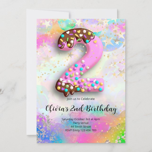 Convites 2nd Birthday Girls Invitation (Frente)