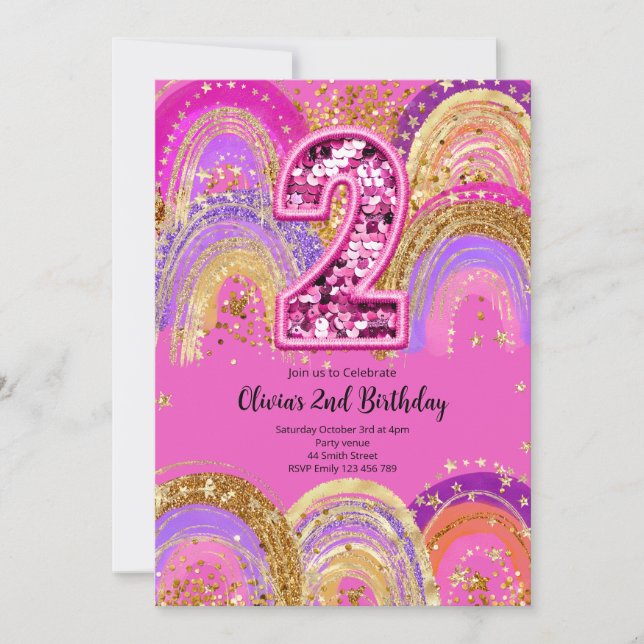 Convites 2nd Birthday Girls Invitation (Frente)