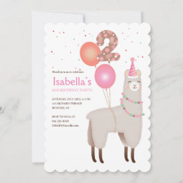 Convites 2nd Birthday Llama Invitation