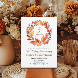Convites 3º aniversário de casamento Fall Floral Garland