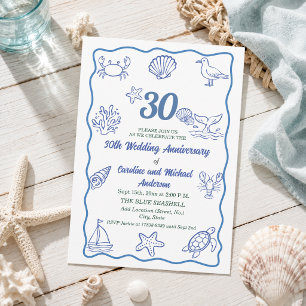 Convites 30º Aniversário de Casamento Chic Desenho à Mão Vi