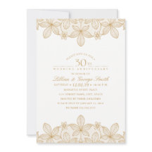 30º Aniversário de Casamento Elegante Renda Dourad