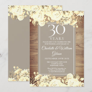 Convites 30º Aniversário de Casamento Rosas Rústicas