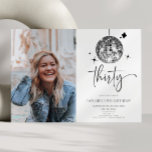Convites 30º Partido do aniversário de 30 anos de Fotografi<br><div class="desc">Este é um Convite de festas de Foto de aniversário de 30 anos de Foto de Bola de Disco Trinta Prata!</div>