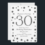 Convites 30 30 Festa de aniversário de pontos brilhantes pr<br><div class="desc">30 de 30 Convites de festas de aniversários com pontos brilhantes de prata.</div>