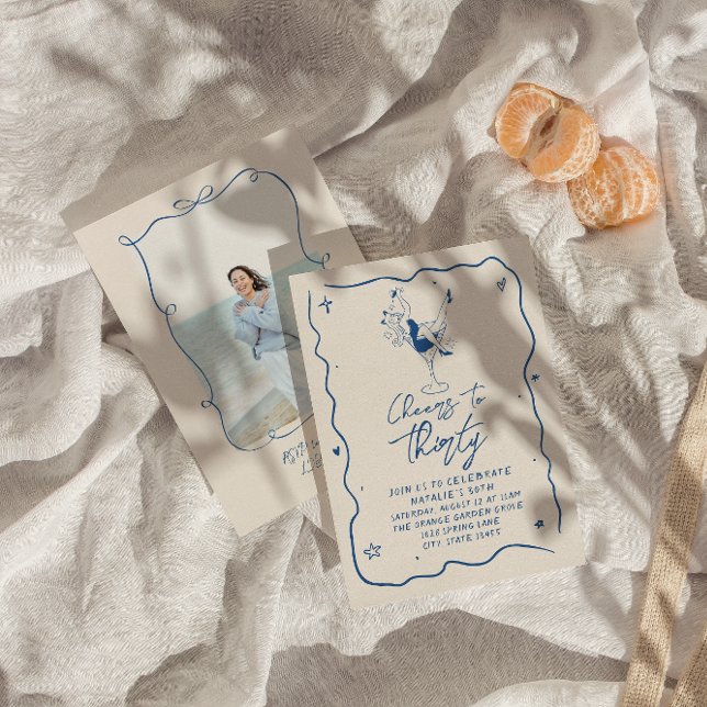 Convites 30 anima-se a trinta Festas de aniversário de foto (Criador carregado)