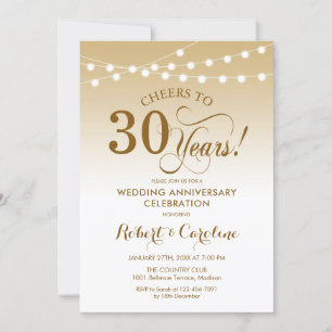 Convites 30 - Aniversário de Casamento - Branco Dourado