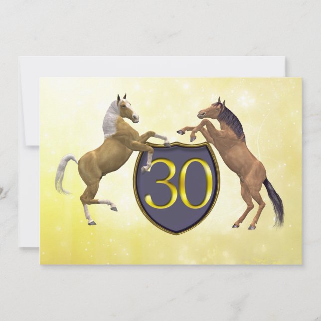 Convites 30 anos de idade, cavalos de criação de festas de  (Frente)