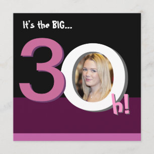 Convites 30 Big 3Oh! Festa de aniversário de Modelo de Fot