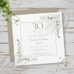 Convites 30 Casamento Aniversário Pearl Greenery Floral<br><div class="desc">Apresentando delicadas folhas de aquarela,  este convite de aniversário chic pode ser personalizado com suas informações especiais de comemoração de 30 anos,  com um fundo pérola no sentido inverso. Projetado por Thisnotme©</div>