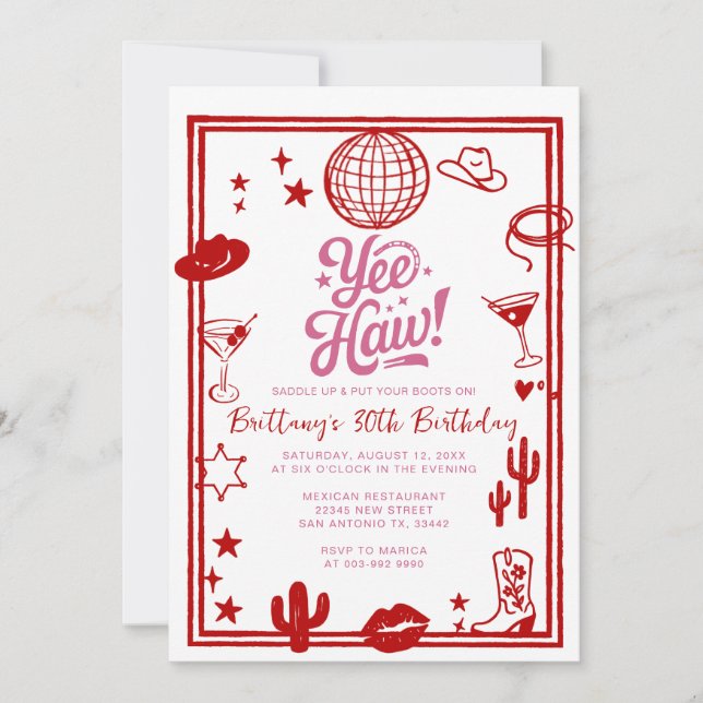 Convites 30 da Rússia Ocidental, 40º Aniversário da Cowgirl (Frente)