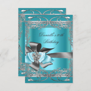 Convites 30 de Cinza de Festa de aniversário de Prata Azul