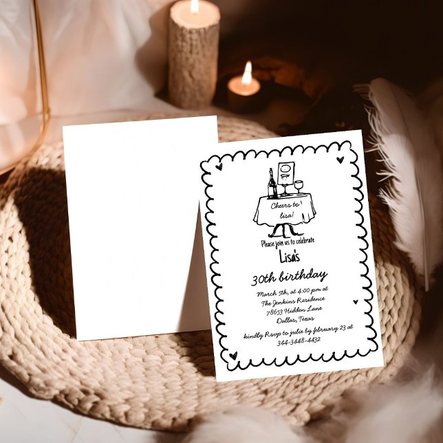 Convites 30 de Coquetel de Escrivação à Mão, aniversário de (Criador carregado)