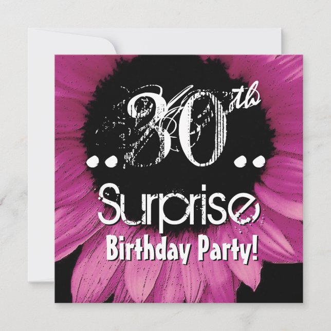 Convites 30 de Girassol Rosa Surpresa Modelo de aniversário (Frente)