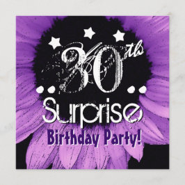 Convites 30 de girassol roxo Surpresa Modelo de aniversário
