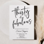 Convites 30 e fabulosa festa mínima de aniversário de 30 an<br><div class="desc">Este é um Convite de festas branco preto mínimo e brilhante,  30 e fabuloso!</div>