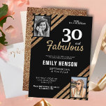 Convites 30 e Fabuloso aniversário de 30 anos de Foto Glitt<br><div class="desc">30 e Fabuloso aniversário de 30 anos de Foto Glitter 2 Surprise Convite de festas. O moderno e elegante convite de aniversário para ela. Adicione suas fotos - você pode usar uma foto antiga e nova. Você pode mudar todo o texto.</div>