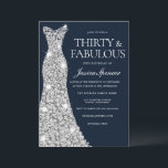 Convites 30 e fabuloso! Aniversário de 30 anos do Palhaço D<br><div class="desc">30 e fabuloso! Variações de Convite para aniversário de 30 anos do Silver Diamond Gown para o convite e itens correspondentes na nossa loja</div>