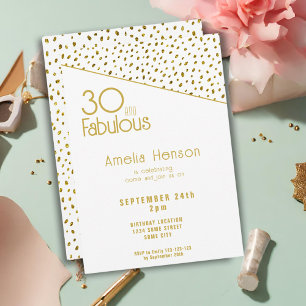 Convites 30 e Fabuloso Brilho Dourado Aniversário de 30 ano