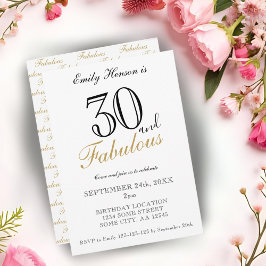 Convites 30 e Fabuloso Script Elegante de Aniversário 
