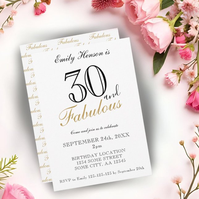 Convites 30 e Fabuloso Script Elegante de Aniversário  (Criador carregado)