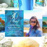 Convites 30 e Foto Azul do Oceano Azul Aniversário<br><div class="desc">30 e Flirty Ocean Blue Photo Birthday Convite para personalizar este convite de aniversário do Ocean Blue com o nome e a foto da pessoa que celebra um dia muito especial em suas vidas. Um aniversário de 30 anos é um marco especial para celebrar. Marque a ocasião planejando uma festa...</div>