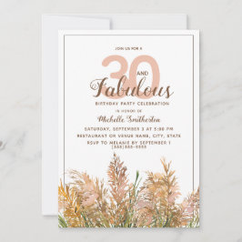 Convites 30 Fabuloso Capim-dos-Pampas em Aniversário Branco