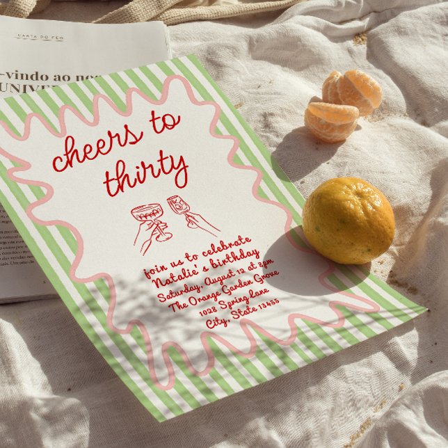 Convites 30,, Festa de aniversário Colorida com faixas (Criador carregado)