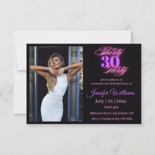 Convites 30 flertas,aniversário de 30 anos foto rosa néon p