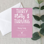 Convites 30, Flirty, e Inv. aniversário de 30 anos<br><div class="desc">Este é um convite de aniversário de 30 anos 30 Flirty & Thriving,  roxo e cor-de-rosa. Design minimalista mínimo. Convide para o dia B. 30</div>