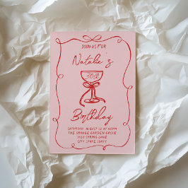 Convites 30 Mão Desenhada Arco Vermelho Martini Trinta Anos