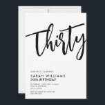 Convites 30 Modernos aniversário de 30 anos preto e branco<br><div class="desc">30 Modernos Convite para aniversário de 30 anos Branco e Preto</div>