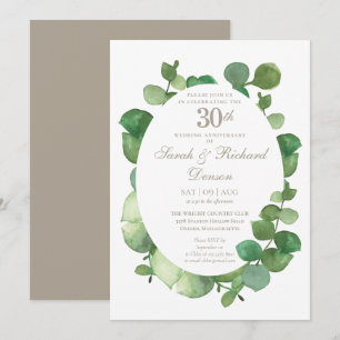Convites 30 Pearl Aniversário Eucalyptus Boho Greenery