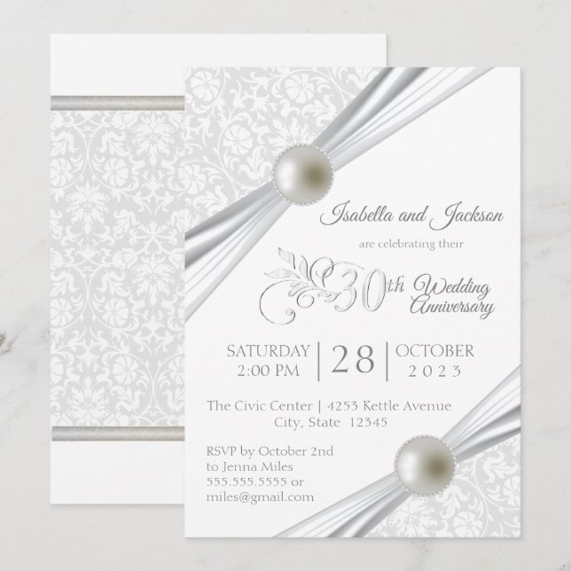 Convites 30 Pearl Anniversário Design (Frente/Verso)