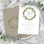 Convites 30 Pearl Casamento Aniversário Woodland Greenery<br><div class="desc">Apresentando uma elegante granja floral floral,  este convite de 30 de casamento botânico pode ser personalizado com sua informação especial de aniversário de pérolas. O inverso apresenta um verde garland combinando suas datas de aniversário em um texto branco elegante em um fundo pérola. Projetado por Thisnotme©</div>