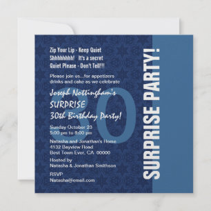 Convites 30 SURPRISE Birthday Modern Hues de Blue W1898