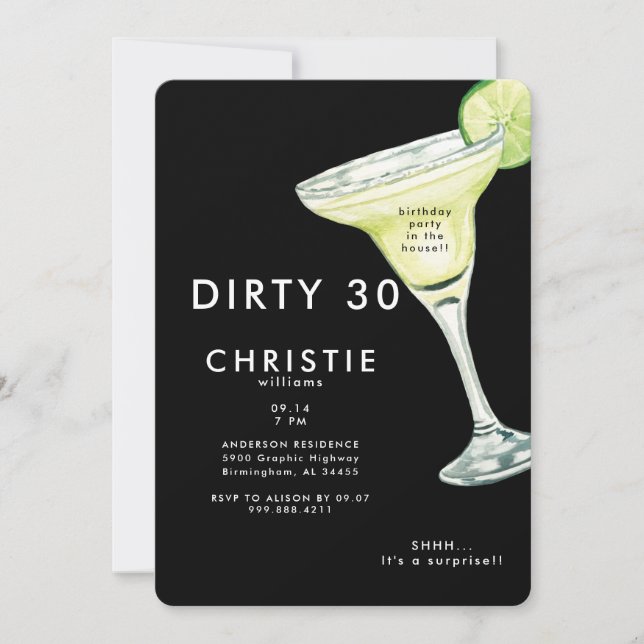 Convites 30 Surprise Black Festa de aniversário II (Frente)