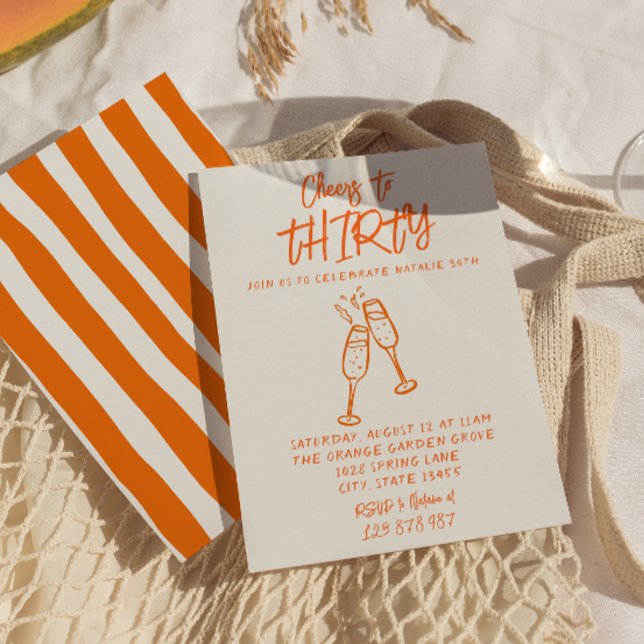 Convites 30 Whimsical Birthday com Desenho de Mão Colorida  (Criador carregado)