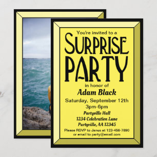 Convites 30 Yellow Art Deco Foto Aniversário Surprise Part