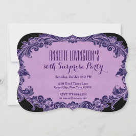 Convites 30o Vintage roxo V06G1 da festa de aniversário da