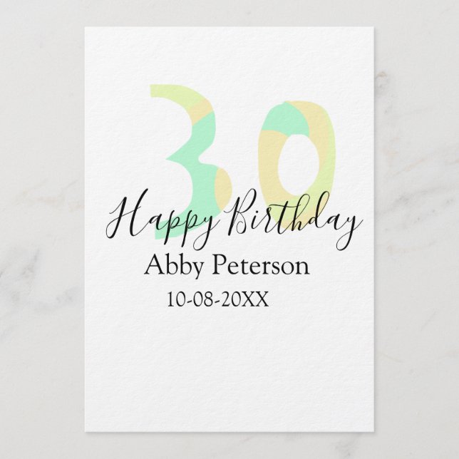 Convites 30th birthday bold letter pastel yellow black retr (Frente)