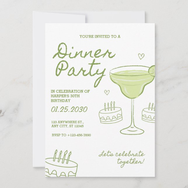 Convites 30th Birthday Dinner Party Custom Invitation (Frente)