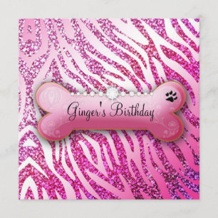 Convites 311 Aniversário de Posh Pooch Convidam o Glitter 