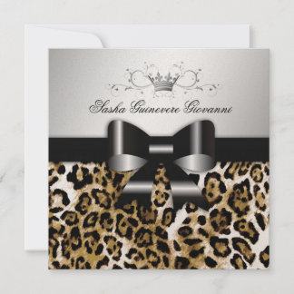 Convites 311 Arco-leopardo castanho-chic | Dourado metálic