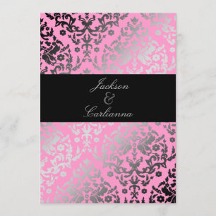 Convites 311 Azzling Damask Pink Flamingo