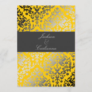Convites 311-Azzling Damask Yellow Banda de carvão Cinza